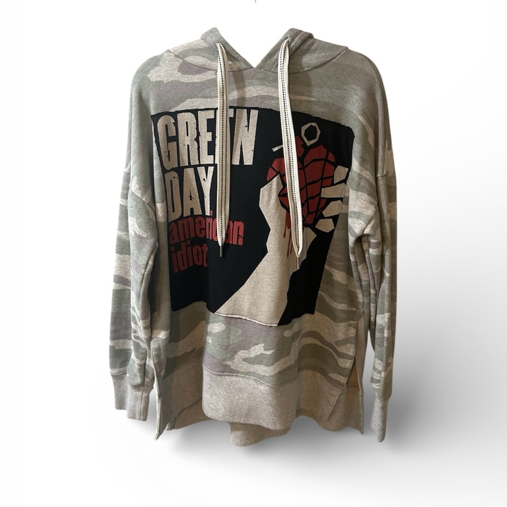 Green Day Upcycled Camouflage Oversized Hoodie size small